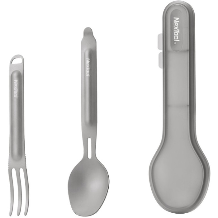 Туристичний набір ложка-виделка NexTool Titanium Tableware Set, титан (NE20132)