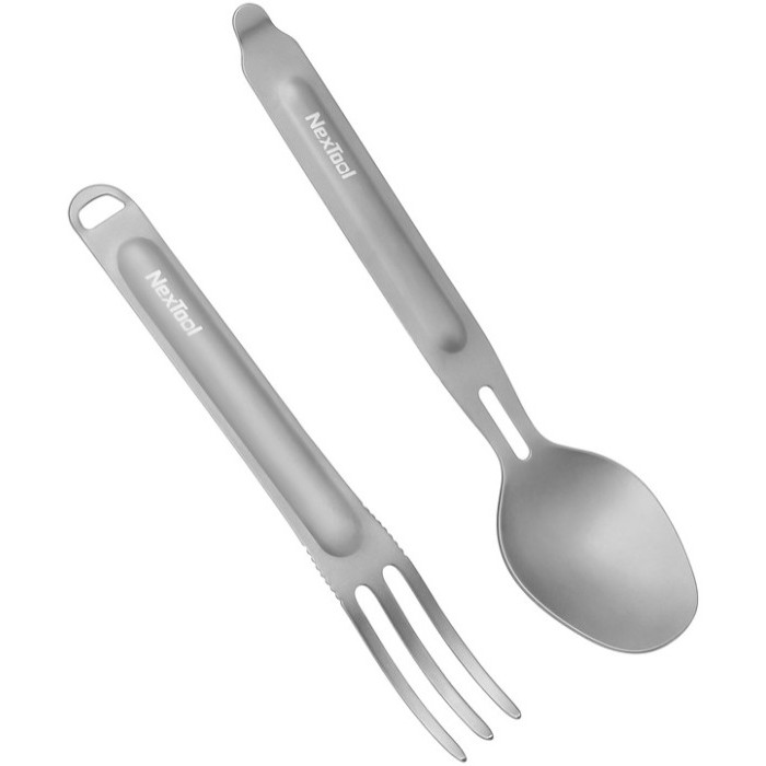 Туристичний набір ложка-виделка NexTool Titanium Tableware Set, титан (NE20132)