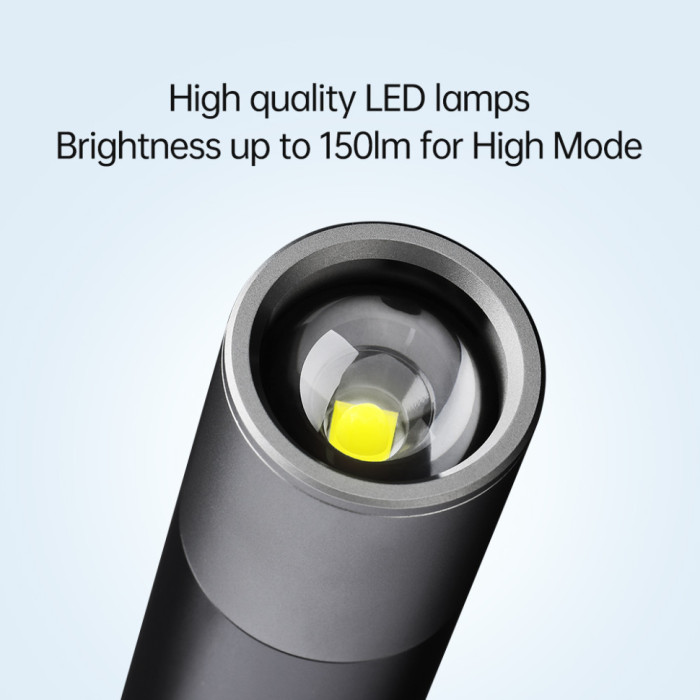 Кишеньковий ручний акумуляторний ліхтар Nextool Zoom Flashlight, 150 лм, алюмінієвий корпус (NE20162)