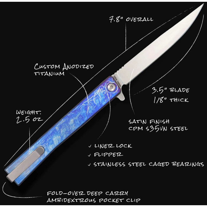 Ніж складаний Ocaso Anodized Titanium Solstice, Satin Finish (10DBS)
