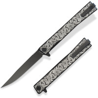 Ніж складаний Ocaso Engraved Titanium Solstice, Scroll + Black Blade (10ESB)