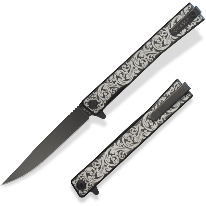 Ніж складаний Ocaso Engraved Titanium Solstice, Scroll + Black Blade (10ESB)