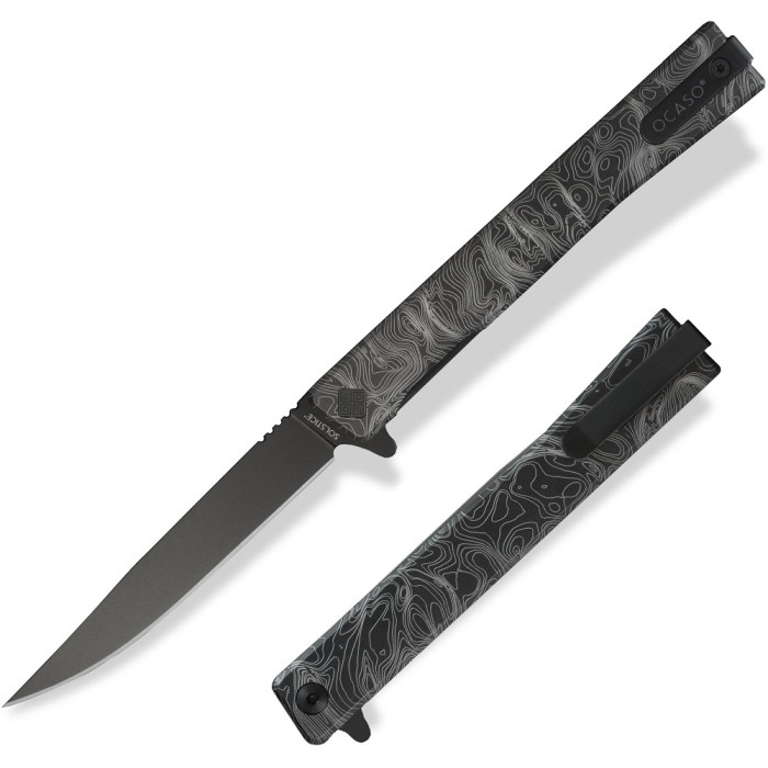 Нож складной Ocaso Engraved Titanium Solstice, Topo + Black Blade (10ETB)