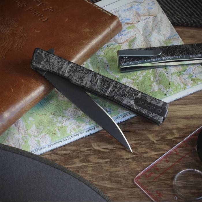 Нож складной Ocaso Engraved Titanium Solstice, Topo + Black Blade (10ETB)