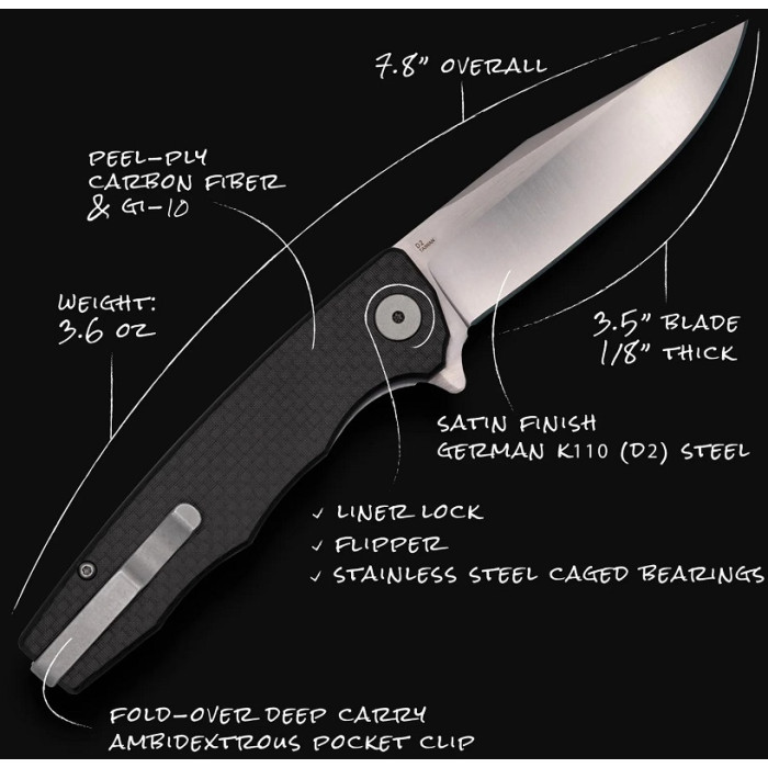 Нож складной Ocaso Strategy, Carbon Fiber / G-10 Satin Blade (29BCD)