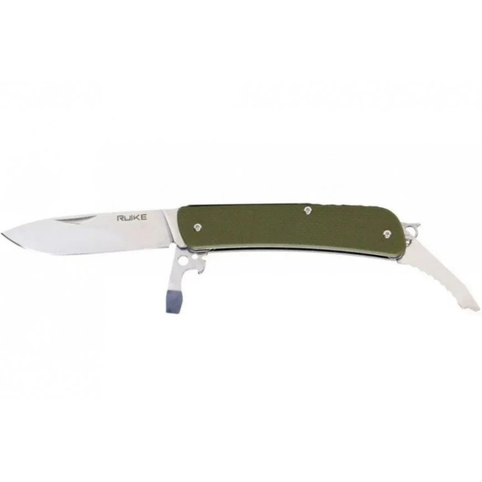 Ніж багатофункціональний Ruike Criterion L21, (8.5 см) 12C27 / G10 зелений, 12 інстр (L21-G)