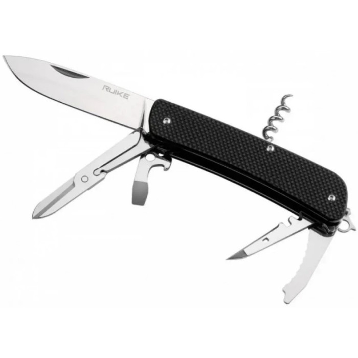 Ніж багатофункціональний Ruike Criterion L31, (8.5 см) 12C27 / G10 чорний, 18 інстр. (L31-B)
