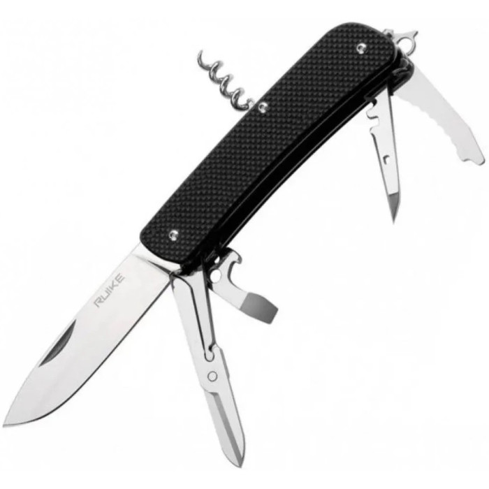 Ніж багатофункціональний Ruike Criterion L31, (8.5 см) 12C27 / G10 чорний, 18 інстр. (L31-B)