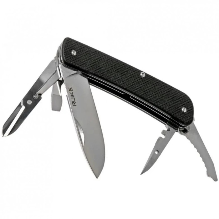 Ніж багатофункціональний Ruike Criterion L31, (8.5 см) 12C27 / G10 чорний, 18 інстр. (L31-B)