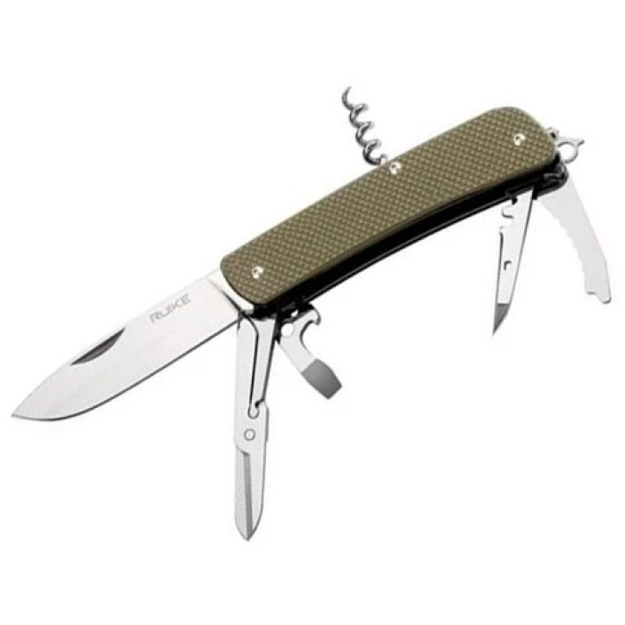 Нож многофункциональный Ruike Criterion L31, (8.5 см) 12C27 / G10 зеленый, 18 инстр. (L31-G)
