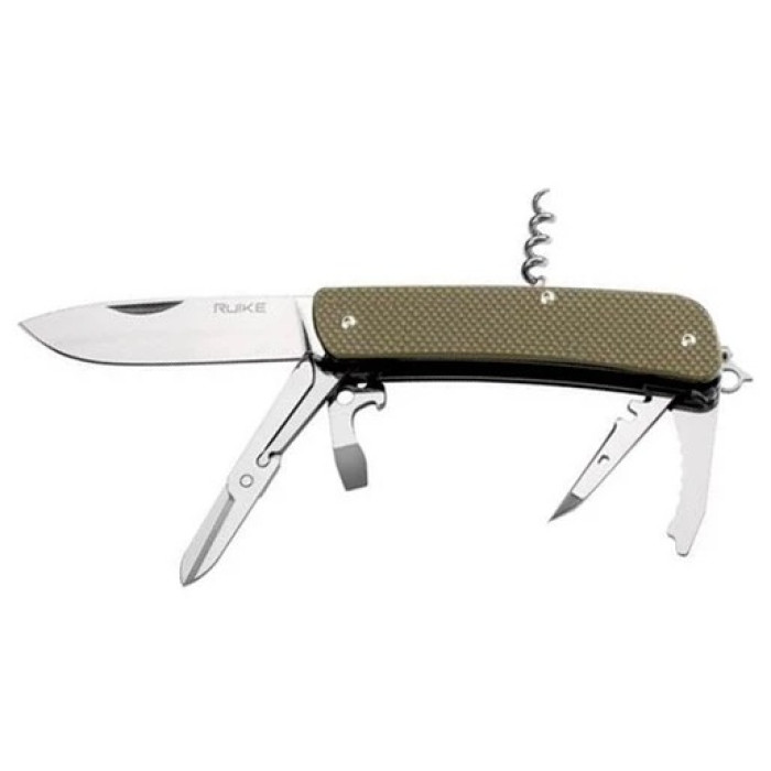 Нож многофункциональный Ruike Criterion L31, (8.5 см) 12C27 / G10 зеленый, 18 инстр. (L31-G)