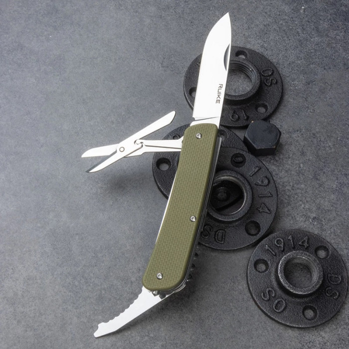 Нож многофункциональный Ruike Criterion L31, (8.5 см) 12C27 / G10 зеленый, 18 инстр. (L31-G)