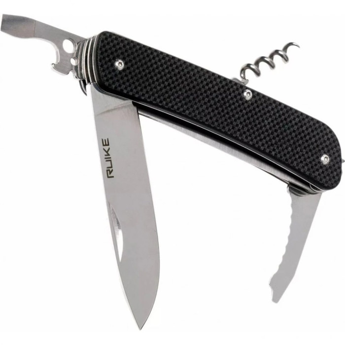 Ніж багатофункціональний Ruike Criterion L32, (8.5 см) 12C27 / G10 чорний, 13 інстр. (L32-B)