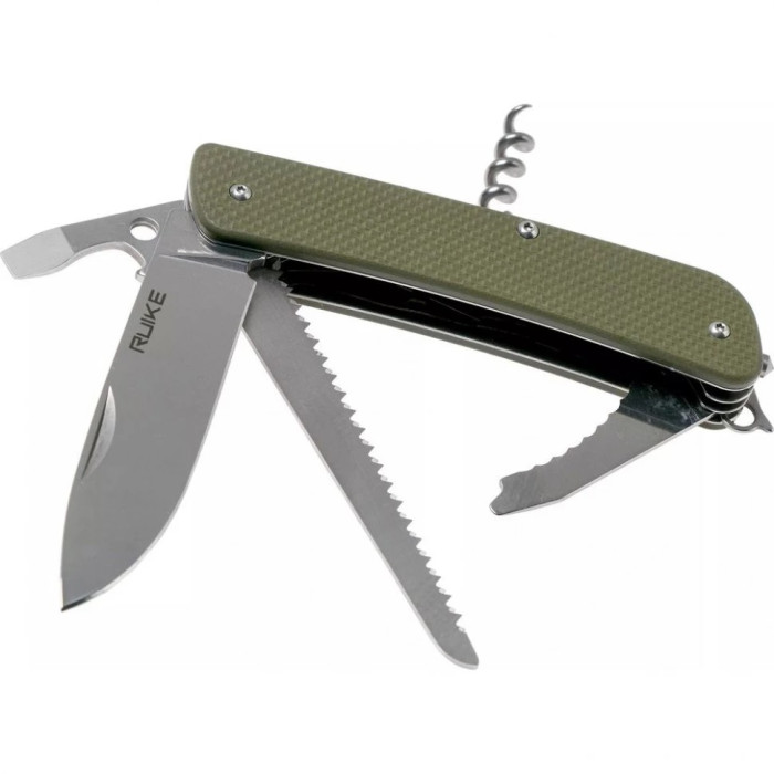 Нож многофункциональный Ruike Criterion L32, (8.5 см) 12C27 / G10 зеленый, 13 инстр. (L32-G)