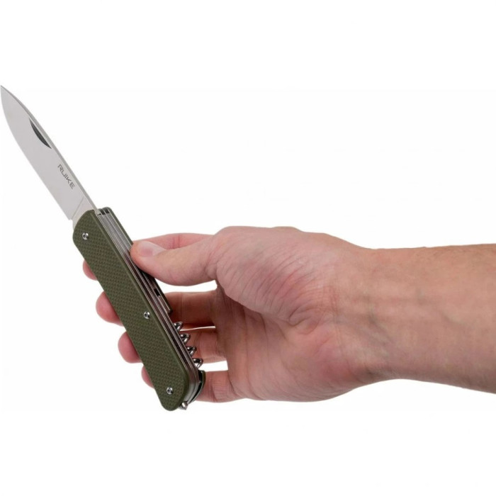 Нож многофункциональный Ruike Criterion L32, (8.5 см) 12C27 / G10 зеленый, 13 инстр. (L32-G)