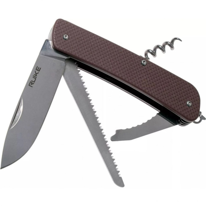 Нож многофункциональный Ruike Criterion L32, (8.5 см) 12C27 / G10 коричневый, 13 инстр. (L32-N)