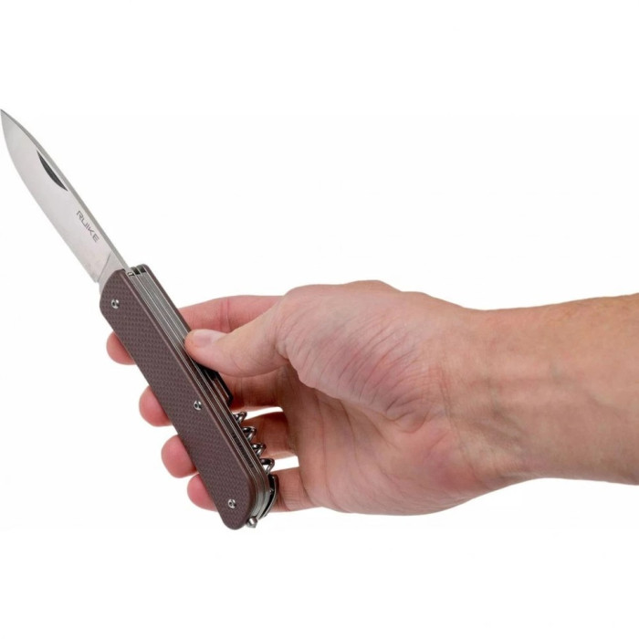 Нож многофункциональный Ruike Criterion L32, (8.5 см) 12C27 / G10 коричневый, 13 инстр. (L32-N)