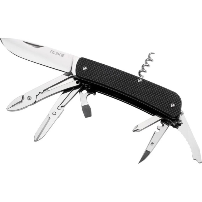 Нож многофункциональный Ruike Criterion L41, (8.5 см) 12C27 / G10 черный, 22 инстр. (L41-B)