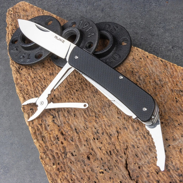 Нож многофункциональный Ruike Criterion L41, (8.5 см) 12C27 / G10 черный, 22 инстр. (L41-B)