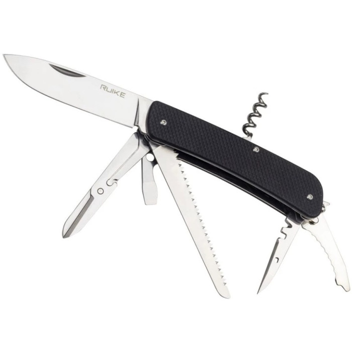 Ніж багатофункціональний Ruike Criterion L42, (8.5 см) 12C27 / G10 чорний, 19 інстр. (L42-B)