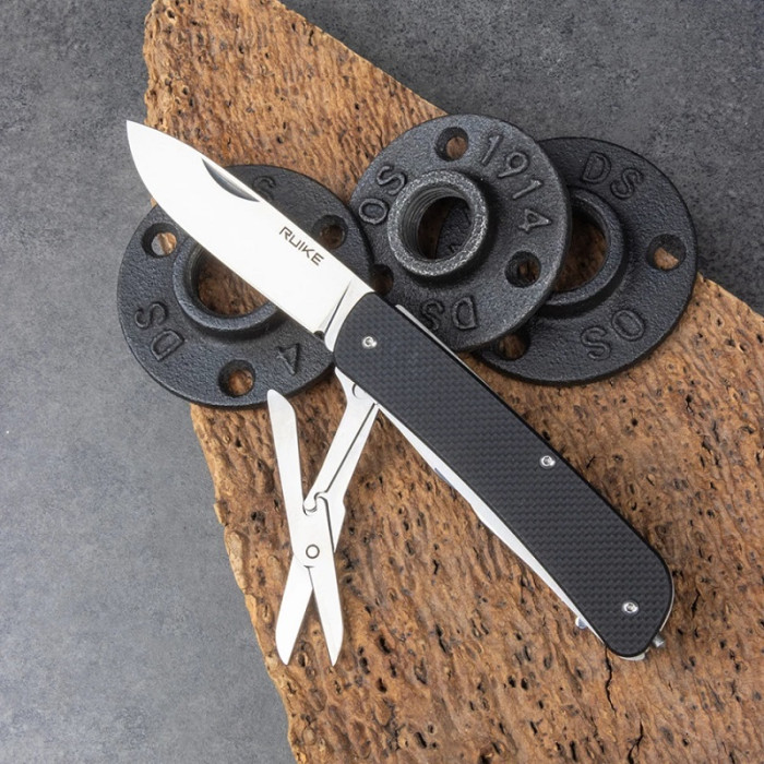 Ніж багатофункціональний Ruike Criterion L42, (8.5 см) 12C27 / G10 чорний, 19 інстр. (L42-B)