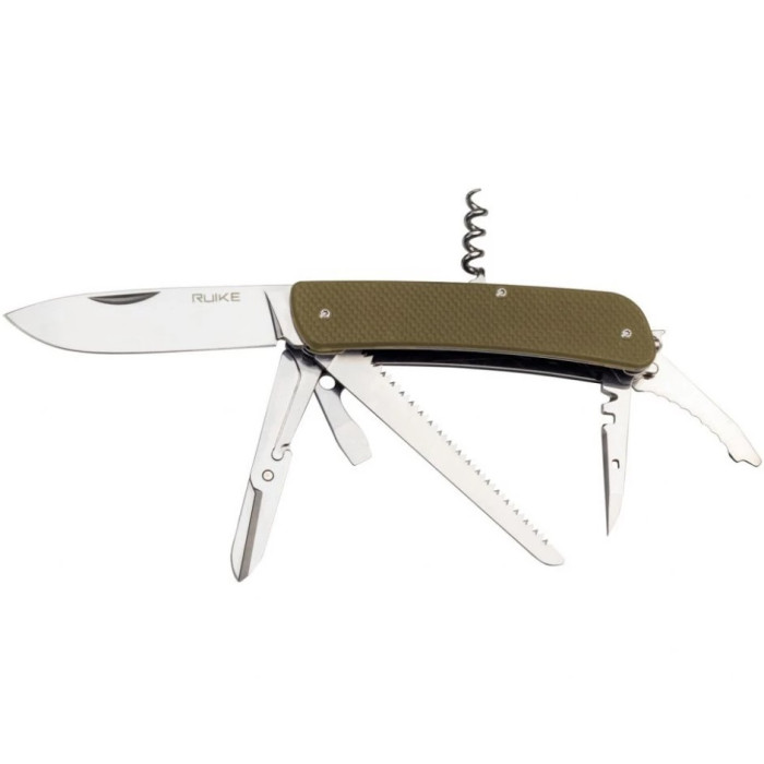Нож многофункциональный Ruike Criterion L42, (8.5 см) 12C27 / G10 зеленый, 19 инстр. (L42-G)