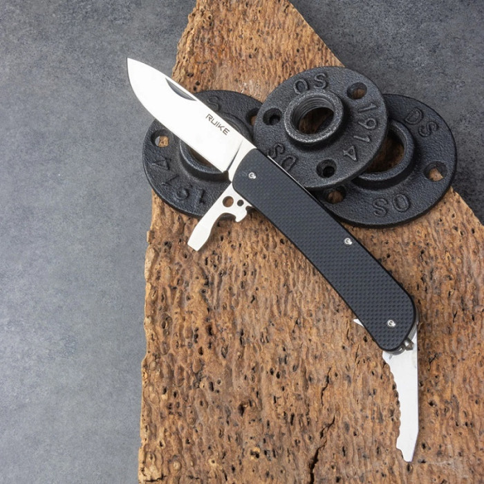 Ніж багатофункціональний Ruike Criterion L51, (8.5 см) 12C27 / G10 чорний, 23 інстр. (L51-B)
