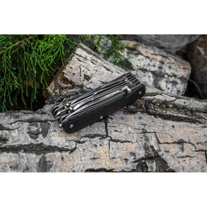 Ніж багатофункціональний Ruike Criterion L51, (8.5 см) 12C27 / G10 чорний, 23 інстр. (L51-B)