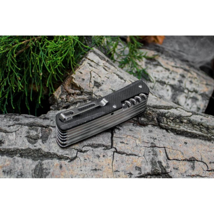 Ніж багатофункціональний Ruike Criterion L51, (8.5 см) 12C27 / G10 чорний, 23 інстр. (L51-B)