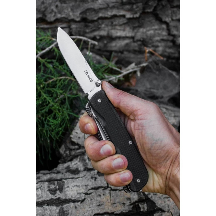 Ніж багатофункціональний Ruike Criterion L51, (8.5 см) 12C27 / G10 чорний, 23 інстр. (L51-B)