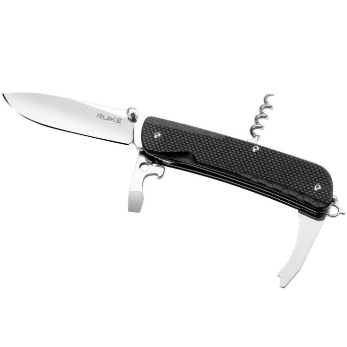 Нож многофункциональный Ruike Trekker LD21-B, (8.5 см) 12C27 / G10 черный, 12 инстр. (LD21-B)
