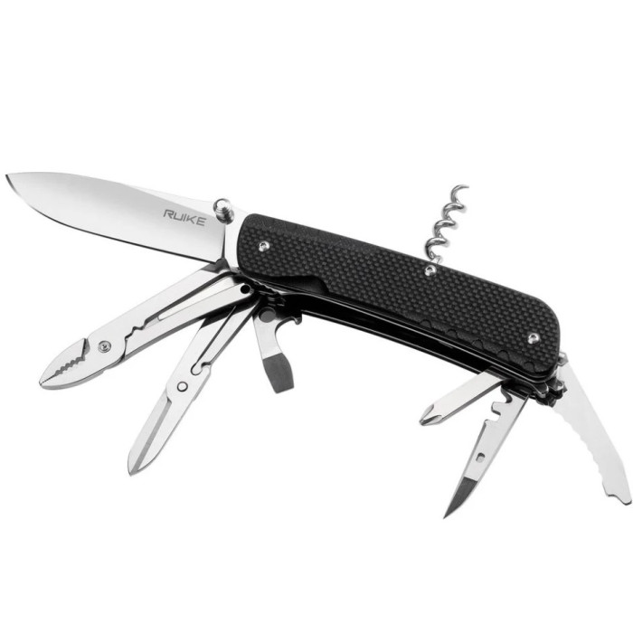Нож многофункциональный Ruike Trekker LD41-B, (8.5 см) 12C27 / G10 черный, 22 инстр. (LD41-B)