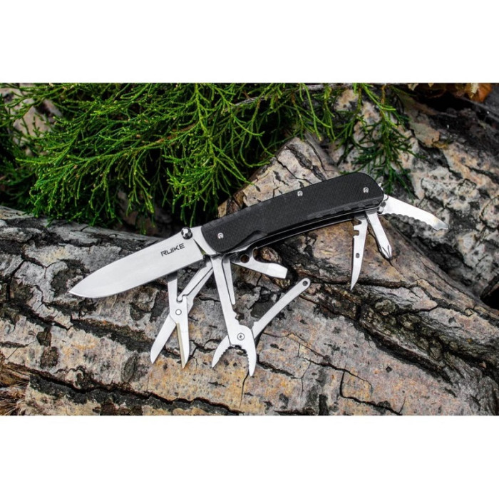 Нож многофункциональный Ruike Trekker LD41-B, (8.5 см) 12C27 / G10 черный, 22 инстр. (LD41-B)