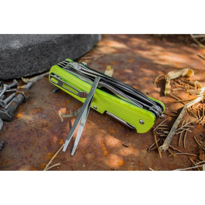 Ніж багатофункціональний Ruike LD43, (8.5 см) 12C27 / G10 зелений, 15 інстр. (LD43)