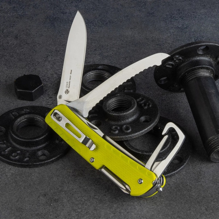 Ніж багатофункціональний Ruike LD43, (8.5 см) 12C27 / G10 зелений, 15 інстр. (LD43)