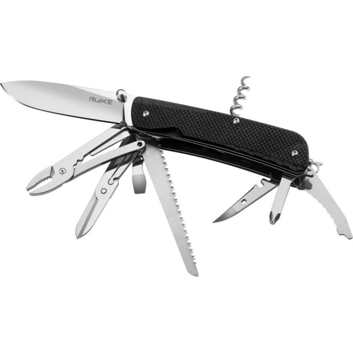 Нож многофункциональный Ruike Trekker LD51-B, (8.5 см) 12C27 / G10 черный, 23 инстр. (LD51-B)