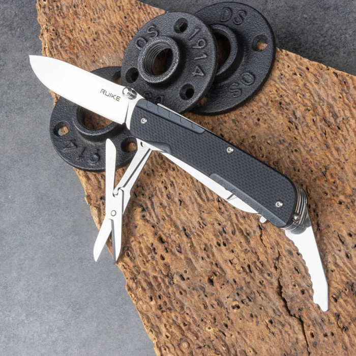 Нож многофункциональный Ruike Trekker LD51-B, (8.5 см) 12C27 / G10 черный, 23 инстр. (LD51-B)