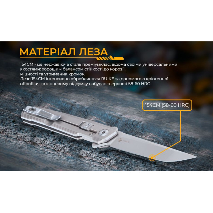 Нож складной Ruike M126-TZ, (9.1 см) steel 154СМ / TC4 (титан) серый (M126-TZ)