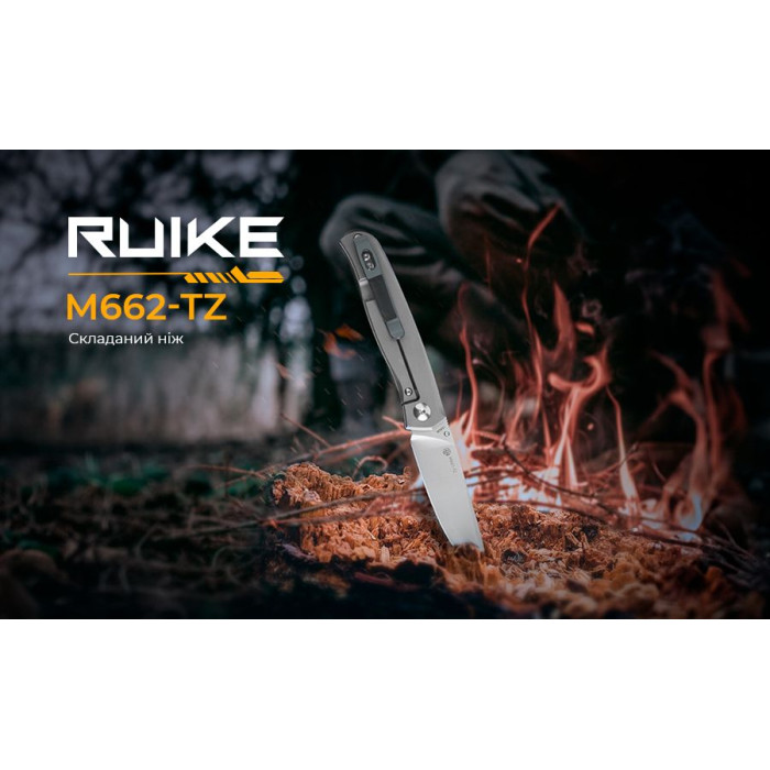 Ніж складаний Ruike M662-TZ, (7.4 см) steel 154СМ / TC4 (титан) + G10 чорний (M662-TZ)
