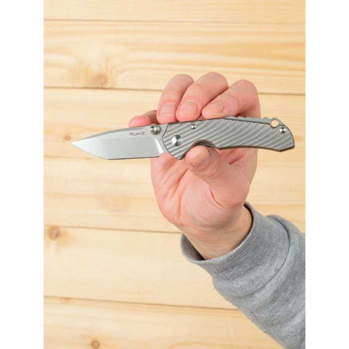 Нож складной Ruike M671-TZ, (7 см) steel 154СМ / TC4 (титан) серый (M671-TZ)