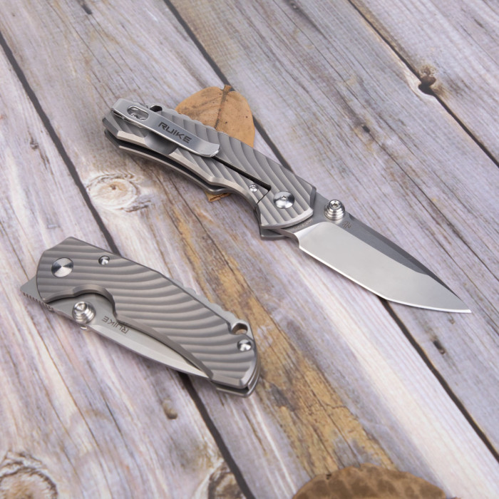 Нож складной Ruike M671-TZ, (7 см) steel 154СМ / TC4 (титан) серый (M671-TZ)