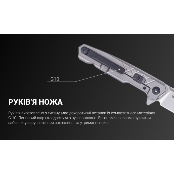 Ніж складаний Ruike M875-TZ, (8.9 см) N690Co / TC4 (титан) сірий (M875-TZ)