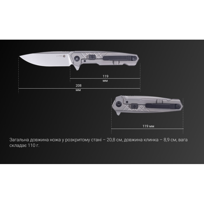 Ніж складаний Ruike M875-TZ, (8.9 см) N690Co / TC4 (титан) сірий (M875-TZ)