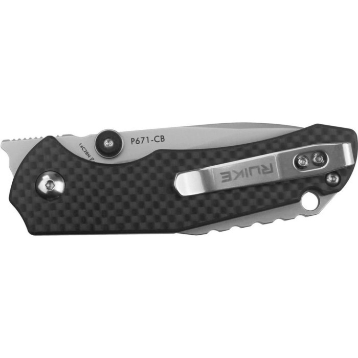 Нож складной Ruike P671-CB, (7 см) 14C28N / G10&carbon fiber черный (P671-CB)
