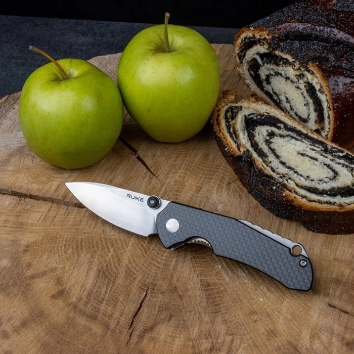 Нож складной Ruike P671-CB, (7 см) 14C28N / G10&carbon fiber черный (P671-CB)