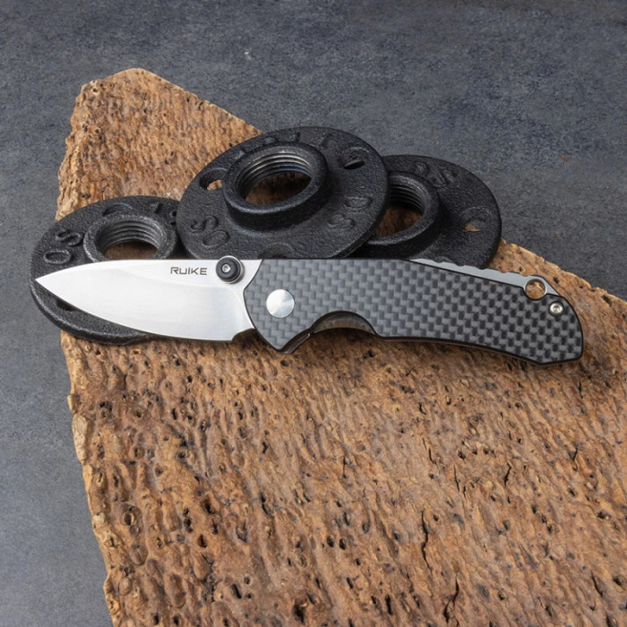 Нож складной Ruike P671-CB, (7 см) 14C28N / G10&carbon fiber черный (P671-CB)