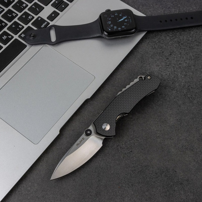 Нож складной Ruike P671-CB, (7 см) 14C28N / G10&carbon fiber черный (P671-CB)