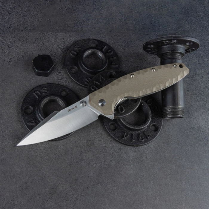 Ніж складаний Ruike P843-W, (9 см) 12C27 / G10 бежевий (P843-W)