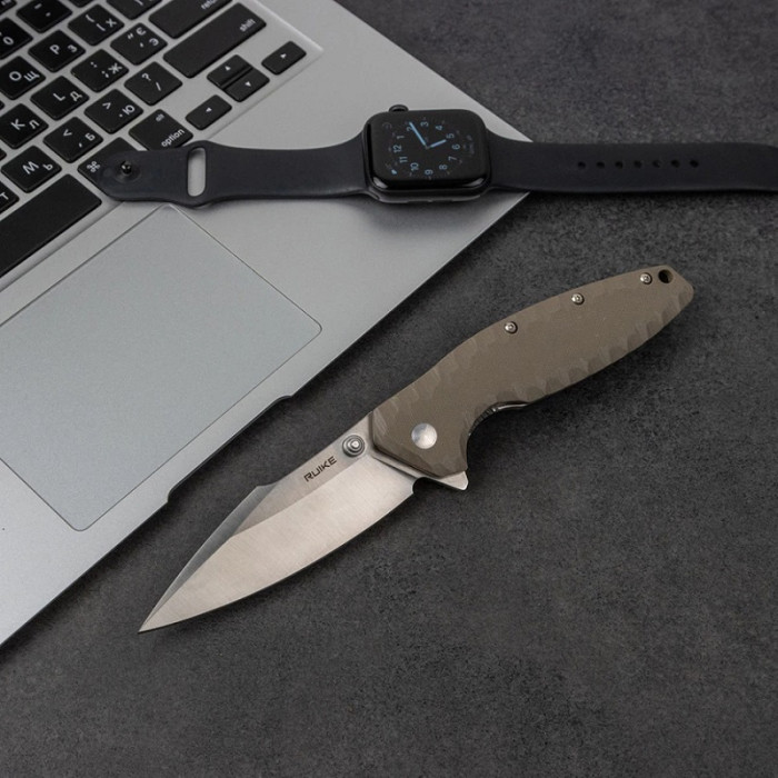 Ніж складаний Ruike P843-W, (9 см) 12C27 / G10 бежевий (P843-W)