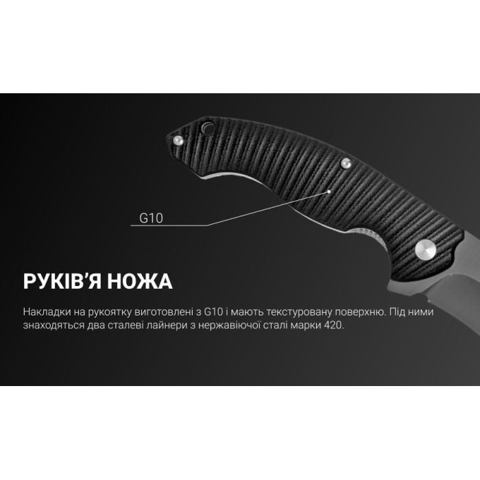 Нож складной Ruike Fang P852-B, (8.9 см) 14C28N / G10 черный (P852-B)